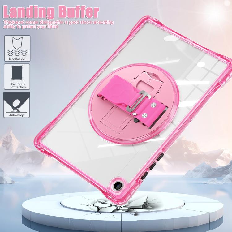 For Samsung Galaxy Tab A9+ Rotation Grip Holder TPU Hybrid Clear PC Tablet Case