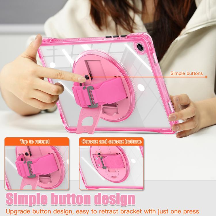For Samsung Galaxy Tab A9+ Rotation Grip Holder TPU Hybrid Clear PC Tablet Case