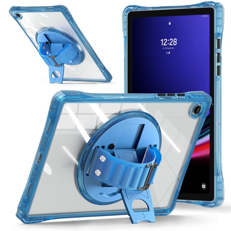 For Samsung Galaxy Tab A9+ Rotation Grip Holder TPU Hybrid Clear PC Tablet Case