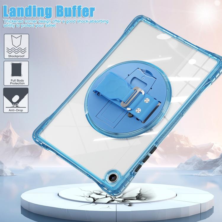 For Samsung Galaxy Tab A9+ Rotation Grip Holder TPU Hybrid Clear PC Tablet Case