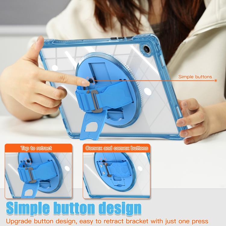 For Samsung Galaxy Tab A9+ Rotation Grip Holder TPU Hybrid Clear PC Tablet Case