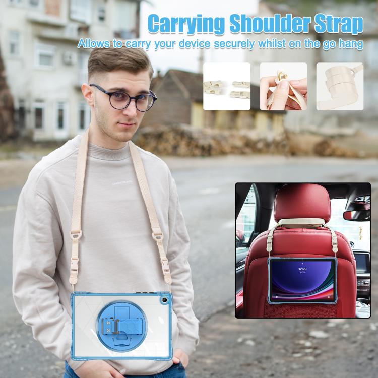 For Samsung Galaxy Tab A9+ Rotation Grip Holder TPU Hybrid Clear PC Tablet Case