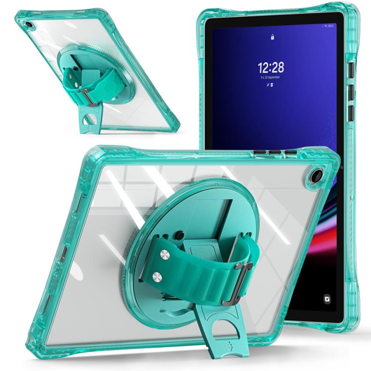 For Samsung Galaxy Tab A9+ Rotation Grip Holder TPU Hybrid Clear PC Tablet Case