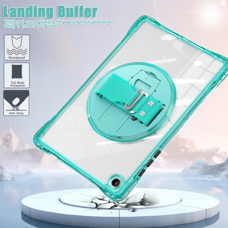 For Samsung Galaxy Tab A9+ Rotation Grip Holder TPU Hybrid Clear PC Tablet Case