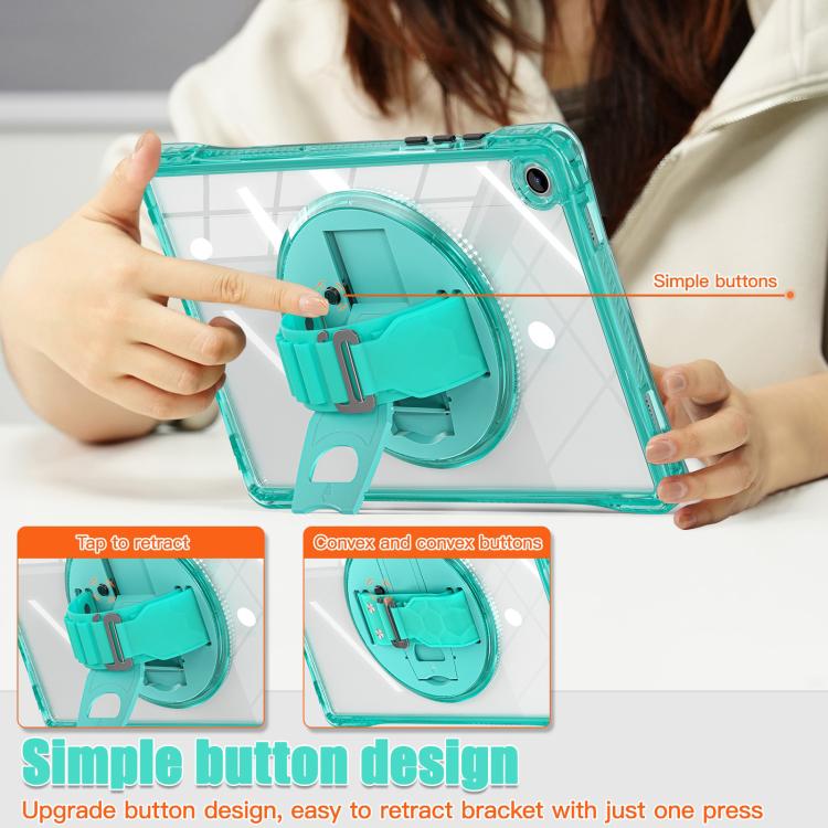 For Samsung Galaxy Tab A9+ Rotation Grip Holder TPU Hybrid Clear PC Tablet Case