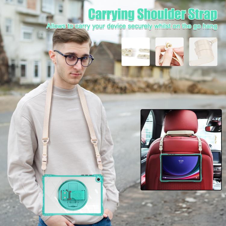 For Samsung Galaxy Tab A9+ Rotation Grip Holder TPU Hybrid Clear PC Tablet Case