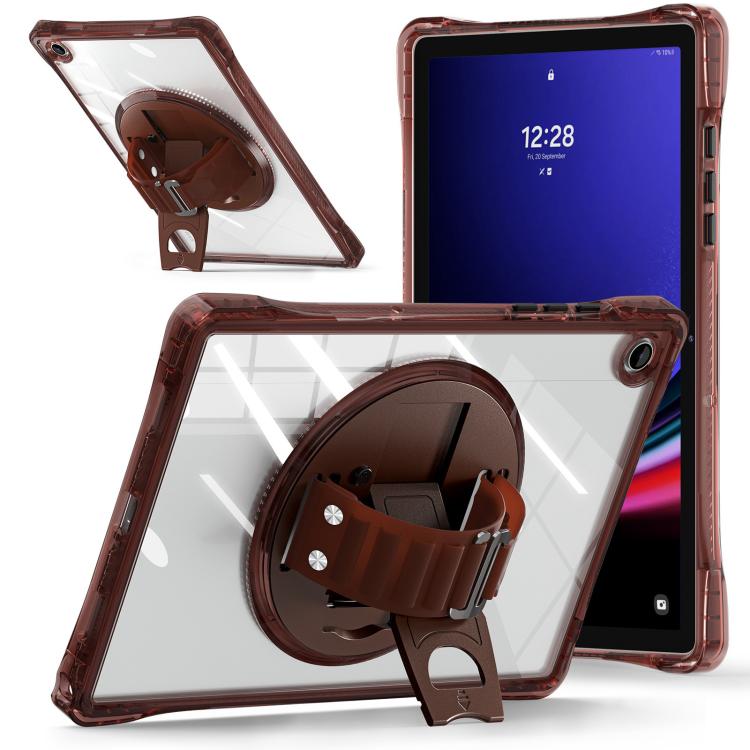 For Samsung Galaxy Tab A9+ Rotation Grip Holder TPU Hybrid Clear PC Tablet Case