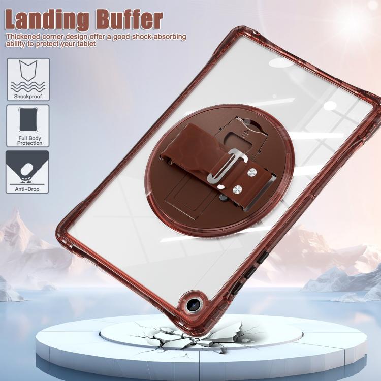 For Samsung Galaxy Tab A9+ Rotation Grip Holder TPU Hybrid Clear PC Tablet Case