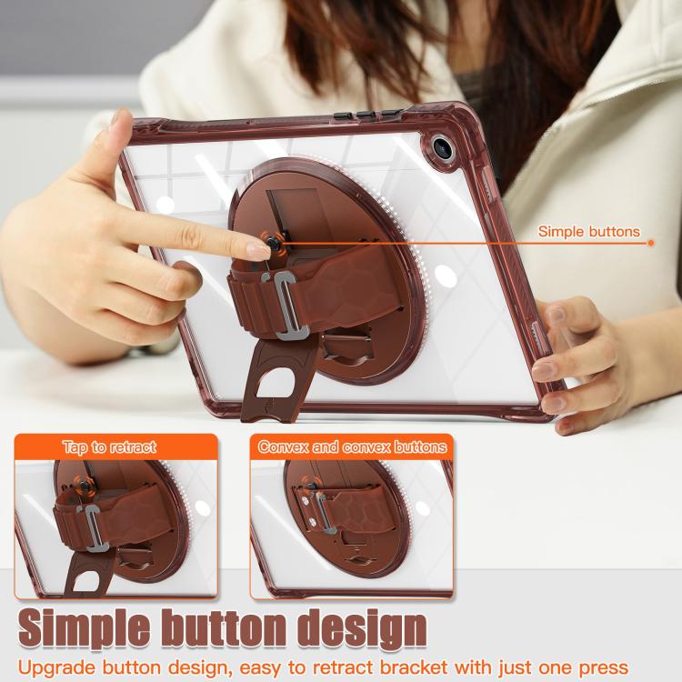 For Samsung Galaxy Tab A9+ Rotation Grip Holder TPU Hybrid Clear PC Tablet Case