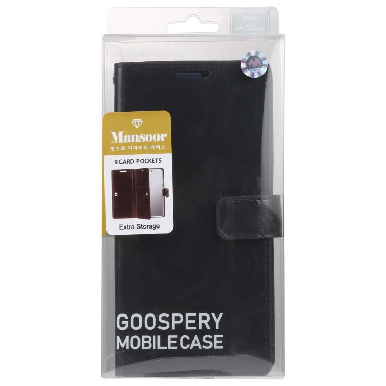 For Samsung Galaxy S25 5G GOOSPERY MANSOOR DIARY 9 Card Slots Leather Phone Case