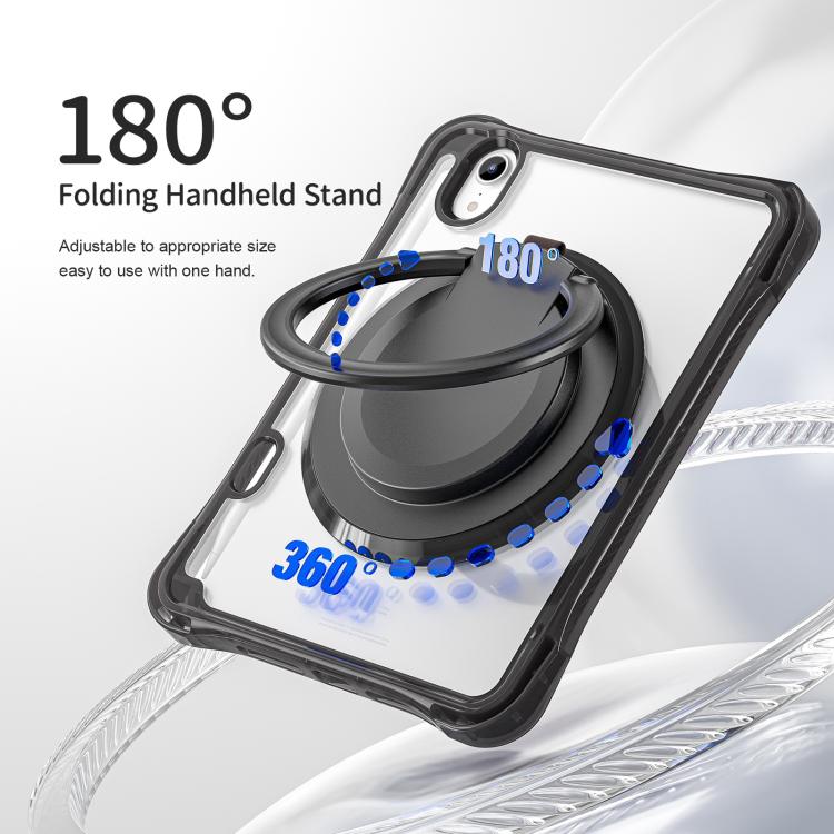 For iPad mini 2024 / mini 6 Rotation Ring Handle TPU Hybrid Clear PC Tablet Case