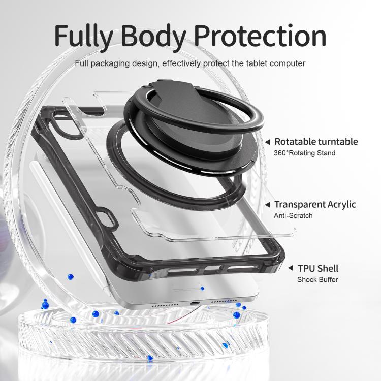 For iPad mini 2024 / mini 6 Rotation Ring Handle TPU Hybrid Clear PC Tablet Case