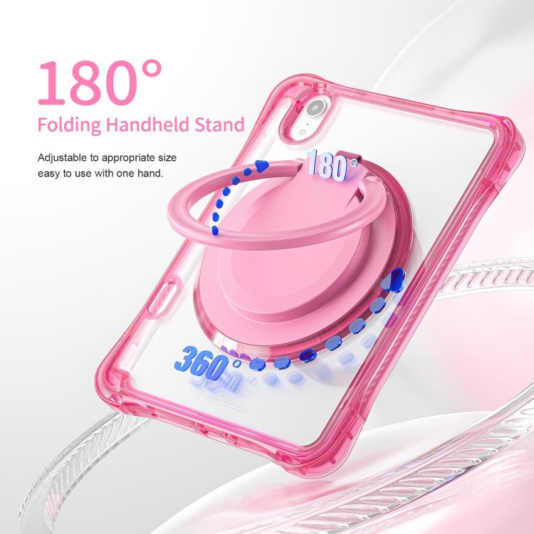 For iPad mini 2024 / mini 6 Rotation Ring Handle TPU Hybrid Clear PC Tablet Case