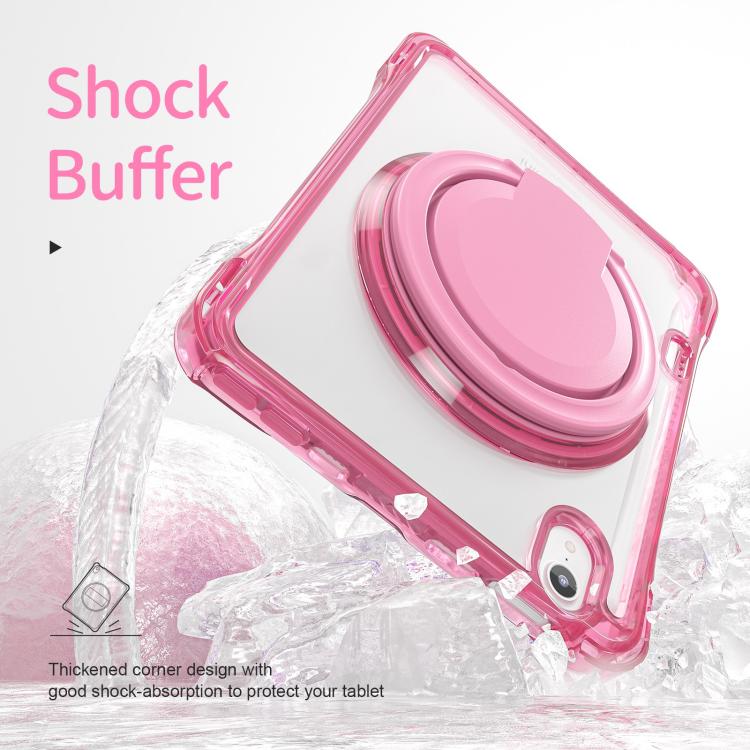 For iPad mini 2024 / mini 6 Rotation Ring Handle TPU Hybrid Clear PC Tablet Case