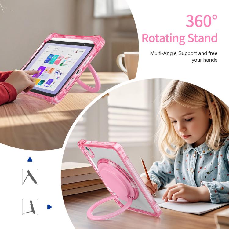 For iPad mini 2024 / mini 6 Rotation Ring Handle TPU Hybrid Clear PC Tablet Case
