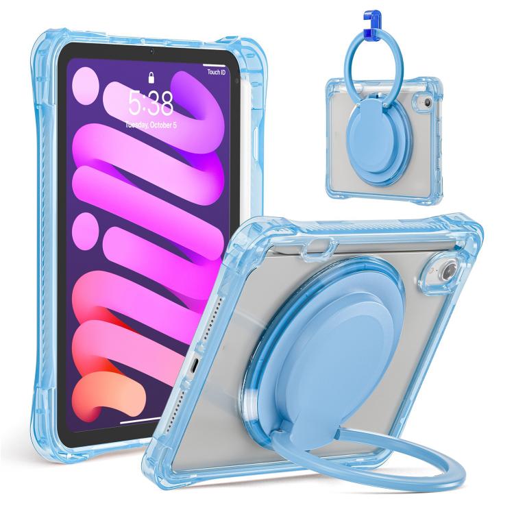 For iPad mini 2024 / mini 6 Rotation Ring Handle TPU Hybrid Clear PC Tablet Case