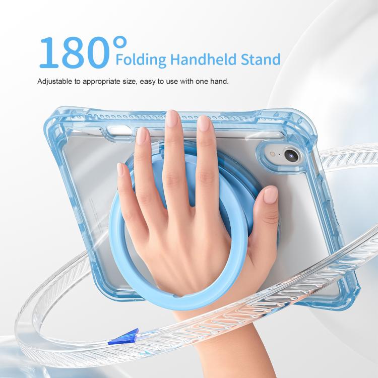 For iPad mini 2024 / mini 6 Rotation Ring Handle TPU Hybrid Clear PC Tablet Case