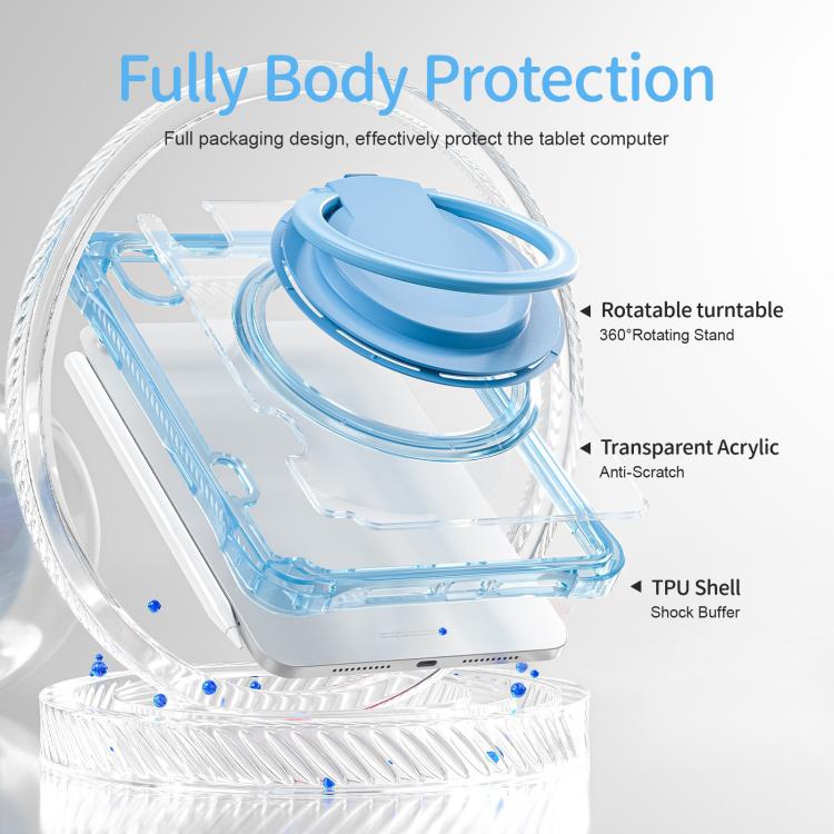 For iPad mini 2024 / mini 6 Rotation Ring Handle TPU Hybrid Clear PC Tablet Case
