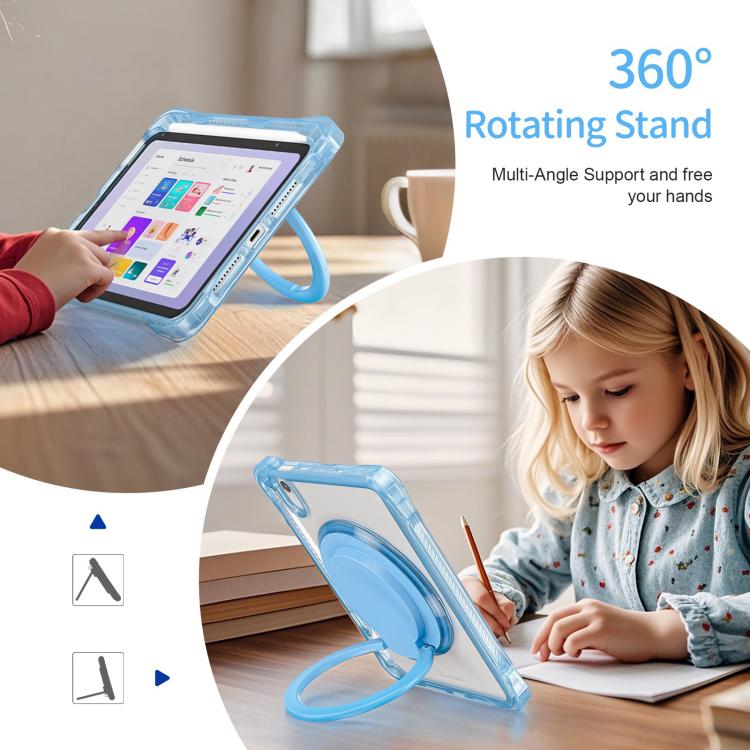 For iPad mini 2024 / mini 6 Rotation Ring Handle TPU Hybrid Clear PC Tablet Case