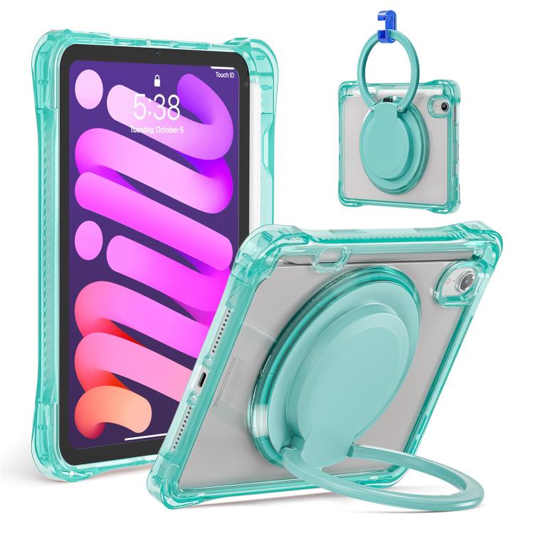 For iPad mini 2024 / mini 6 Rotation Ring Handle TPU Hybrid Clear PC Tablet Case