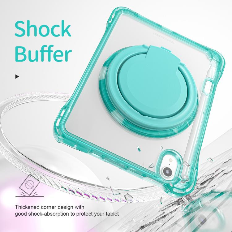 For iPad mini 2024 / mini 6 Rotation Ring Handle TPU Hybrid Clear PC Tablet Case