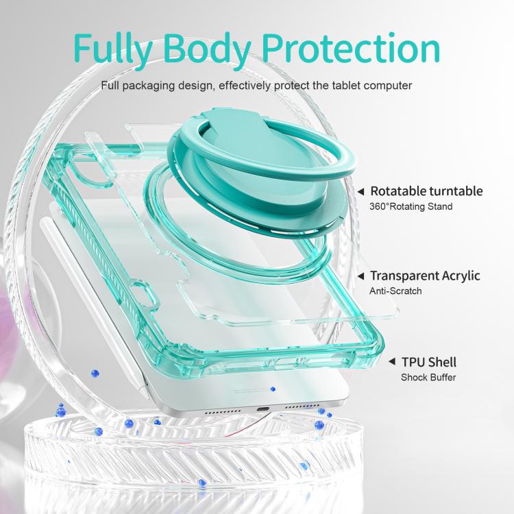 For iPad mini 2024 / mini 6 Rotation Ring Handle TPU Hybrid Clear PC Tablet Case
