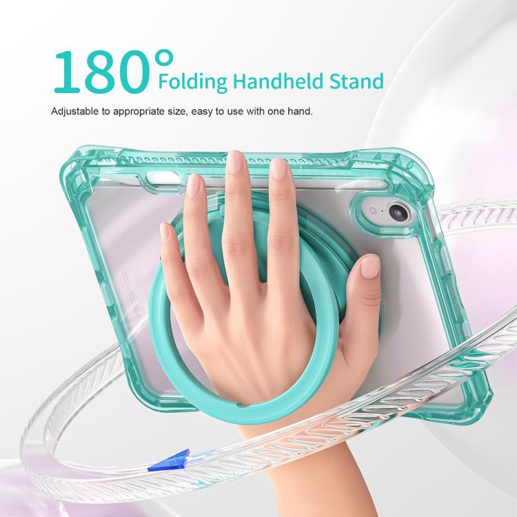 For iPad mini 2024 / mini 6 Rotation Ring Handle TPU Hybrid Clear PC Tablet Case