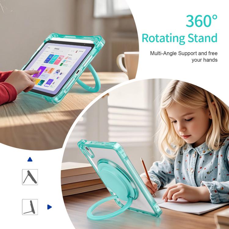 For iPad mini 2024 / mini 6 Rotation Ring Handle TPU Hybrid Clear PC Tablet Case