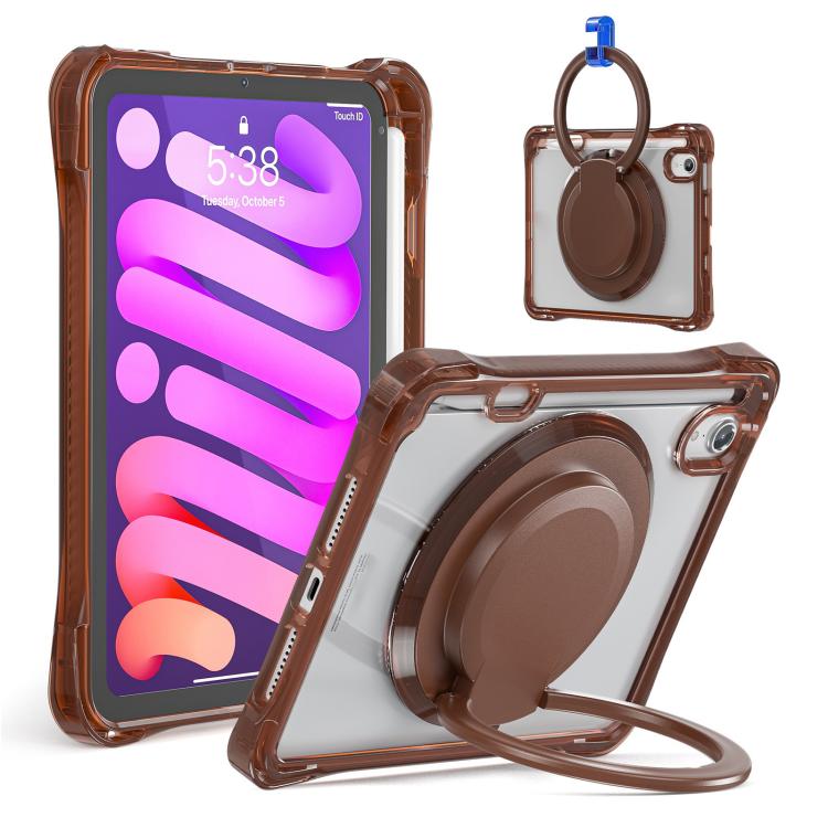 For iPad mini 2024 / mini 6 Rotation Ring Handle TPU Hybrid Clear PC Tablet Case