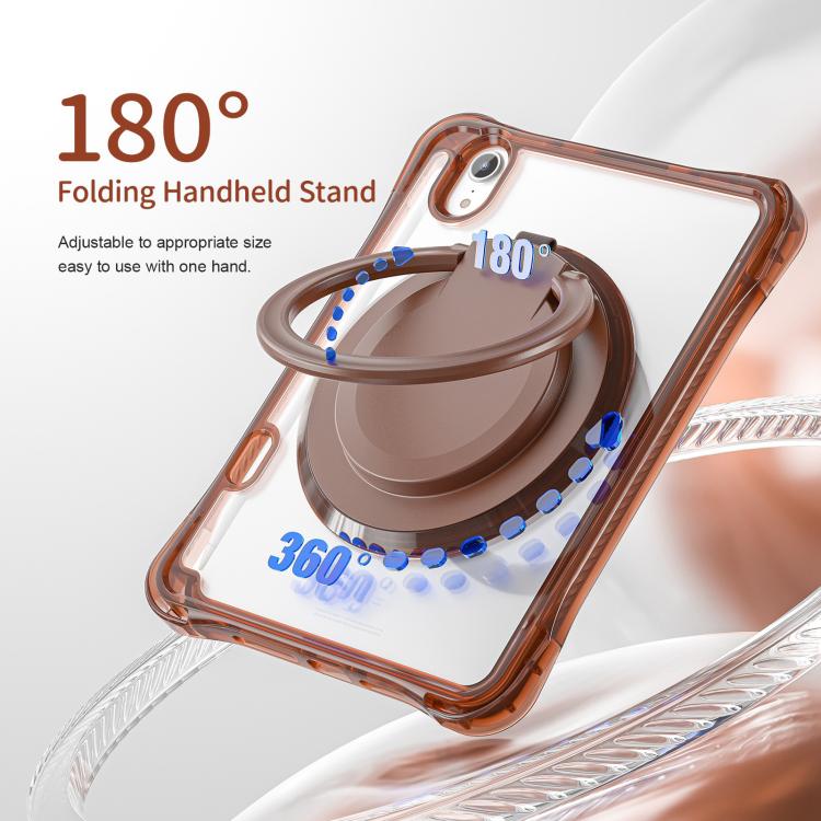 For iPad mini 2024 / mini 6 Rotation Ring Handle TPU Hybrid Clear PC Tablet Case