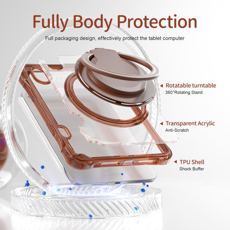 For iPad mini 2024 / mini 6 Rotation Ring Handle TPU Hybrid Clear PC Tablet Case