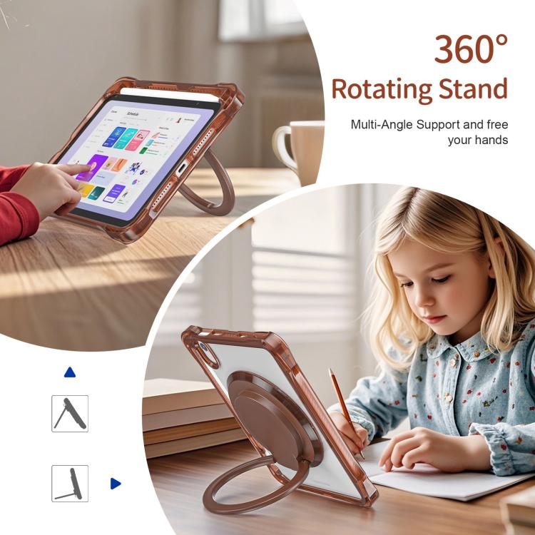 For iPad mini 2024 / mini 6 Rotation Ring Handle TPU Hybrid Clear PC Tablet Case