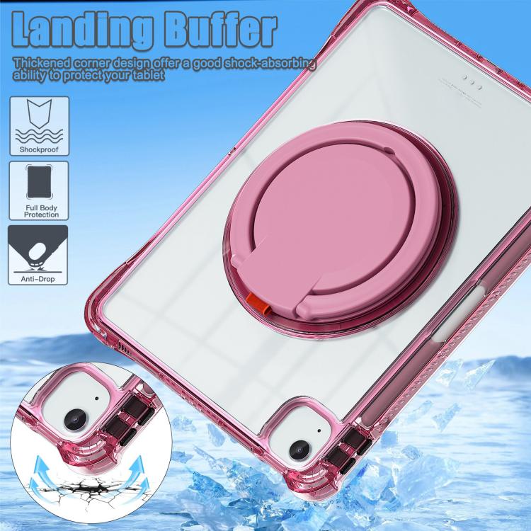For iPad Air 13 2026 / 2025 / 2024 Rotation Ring Handle TPU Hybrid Clear PC Tablet Case