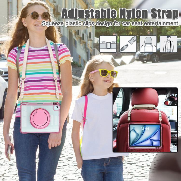 For iPad Air 13 2026 / 2025 / 2024 Rotation Ring Handle TPU Hybrid Clear PC Tablet Case