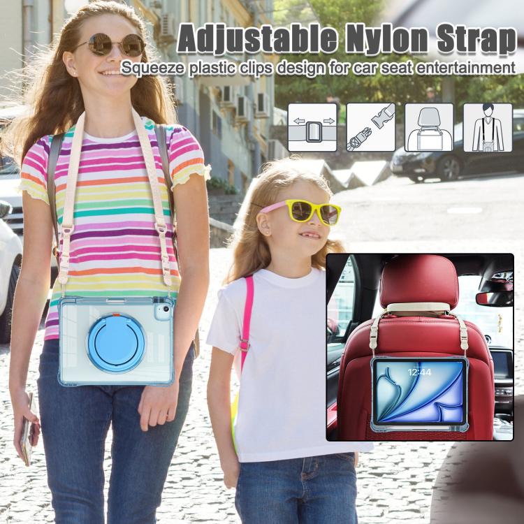 For iPad Air 13 2026 / 2025 / 2024 Rotation Ring Handle TPU Hybrid Clear PC Tablet Case