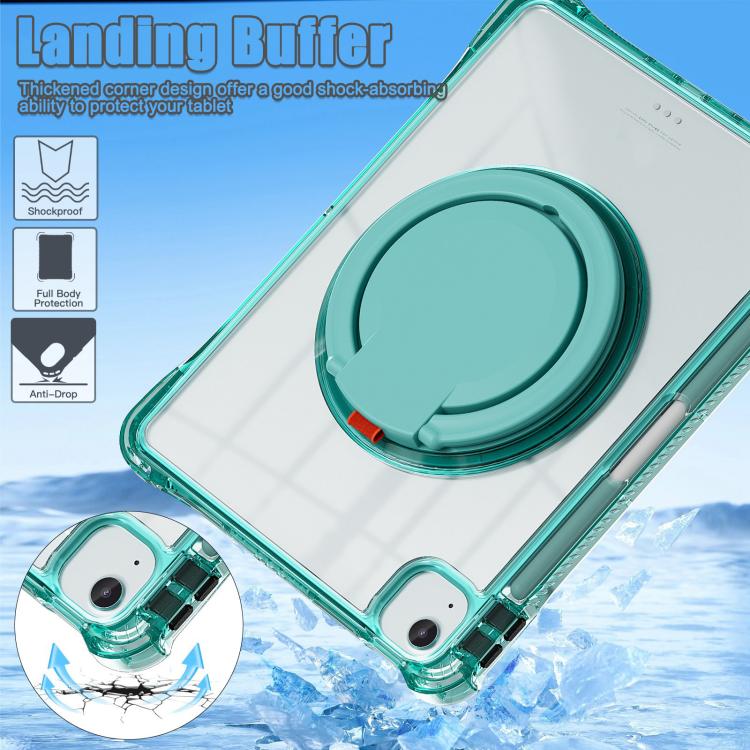 For iPad Air 13 2026 / 2025 / 2024 Rotation Ring Handle TPU Hybrid Clear PC Tablet Case