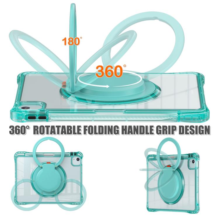 For iPad Air 13 2026 / 2025 / 2024 Rotation Ring Handle TPU Hybrid Clear PC Tablet Case
