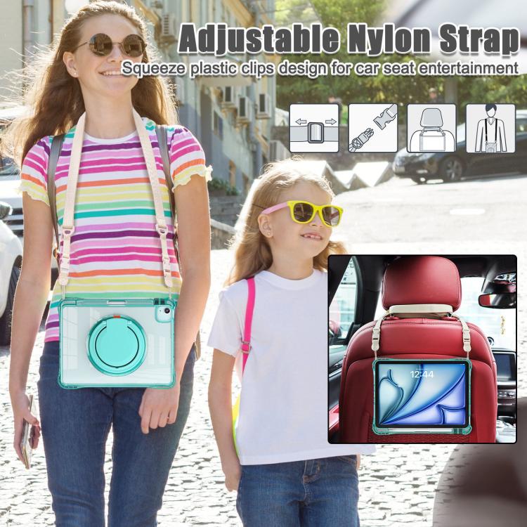 For iPad Air 13 2026 / 2025 / 2024 Rotation Ring Handle TPU Hybrid Clear PC Tablet Case