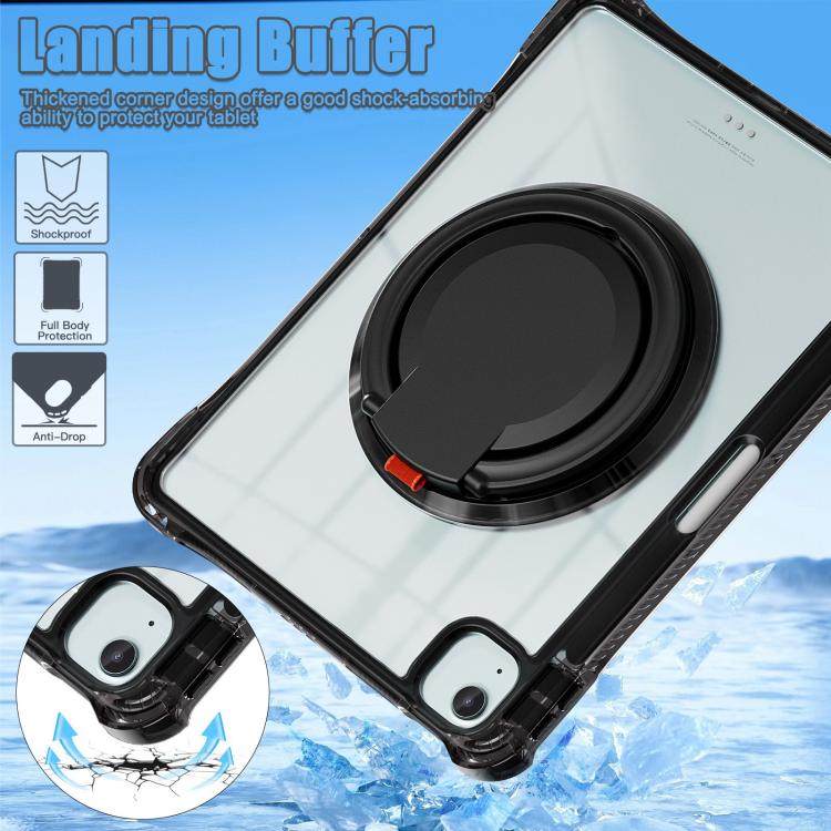 For iPad Air 11 2026 / 2025 / 2024 Rotation Ring Handle TPU Hybrid Clear PC Tablet Case