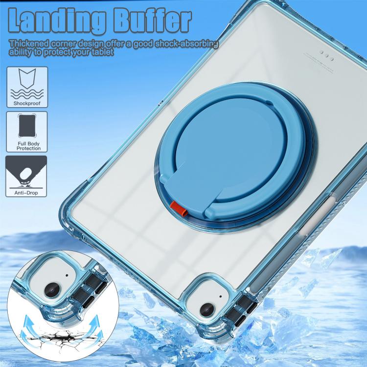 For iPad Air 11 2026 / 2025 / 2024 Rotation Ring Handle TPU Hybrid Clear PC Tablet Case