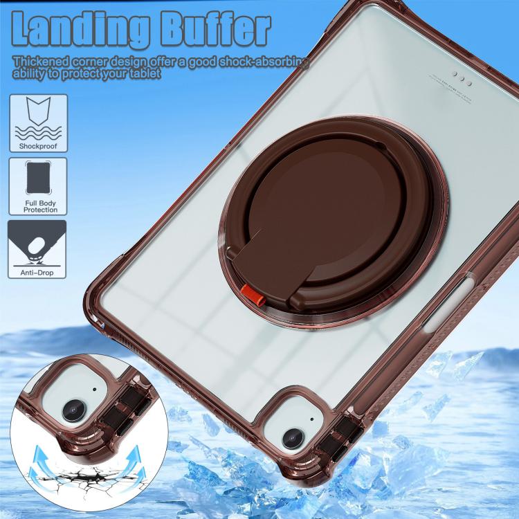 For iPad Air 11 2026 / 2025 / 2024 Rotation Ring Handle TPU Hybrid Clear PC Tablet Case