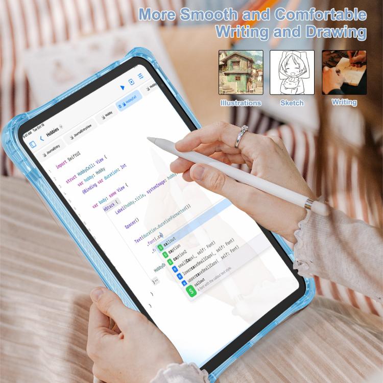 For iPad 2025 / 2022 Rotation Ring Handle TPU Hybrid Clear PC Tablet Case