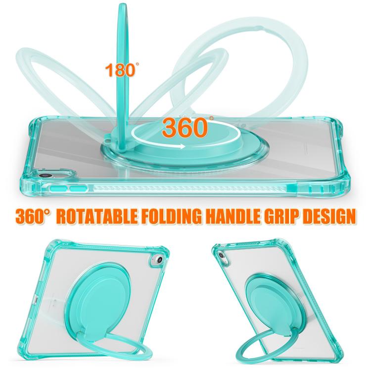 For iPad 2025 / 2022 Rotation Ring Handle TPU Hybrid Clear PC Tablet Case