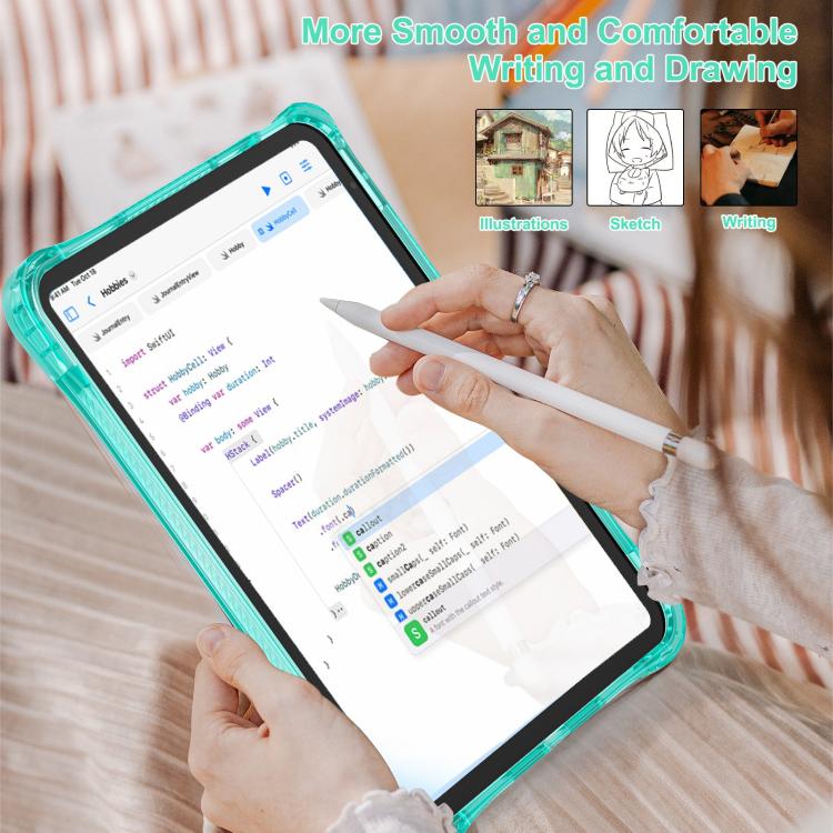 For iPad 2025 / 2022 Rotation Ring Handle TPU Hybrid Clear PC Tablet Case