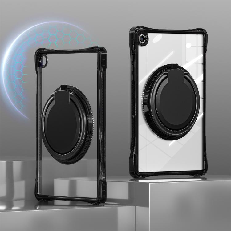 For Samsung Galaxy Tab A9+ Rotation Ring Handle TPU Hybrid Clear PC Tablet Case