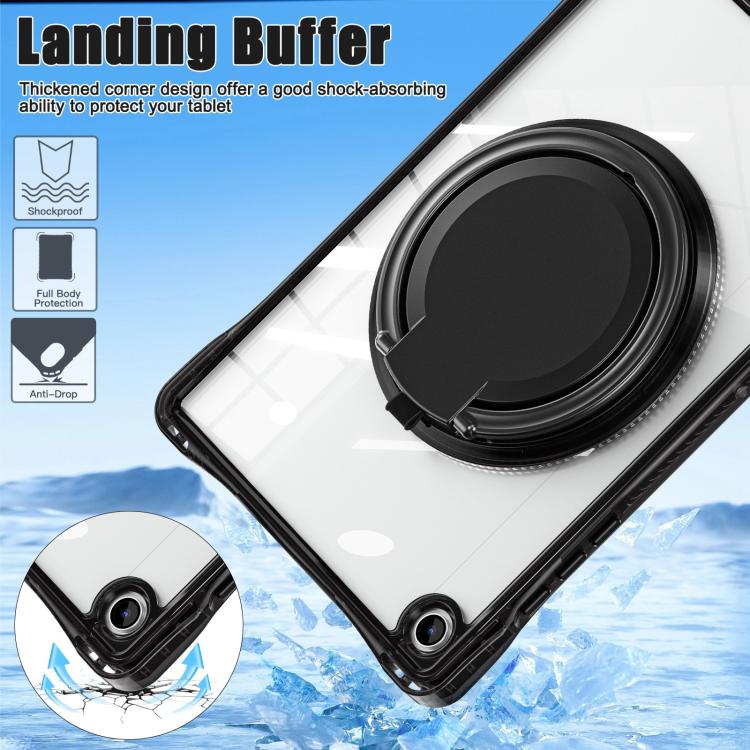 For Samsung Galaxy Tab A9+ Rotation Ring Handle TPU Hybrid Clear PC Tablet Case