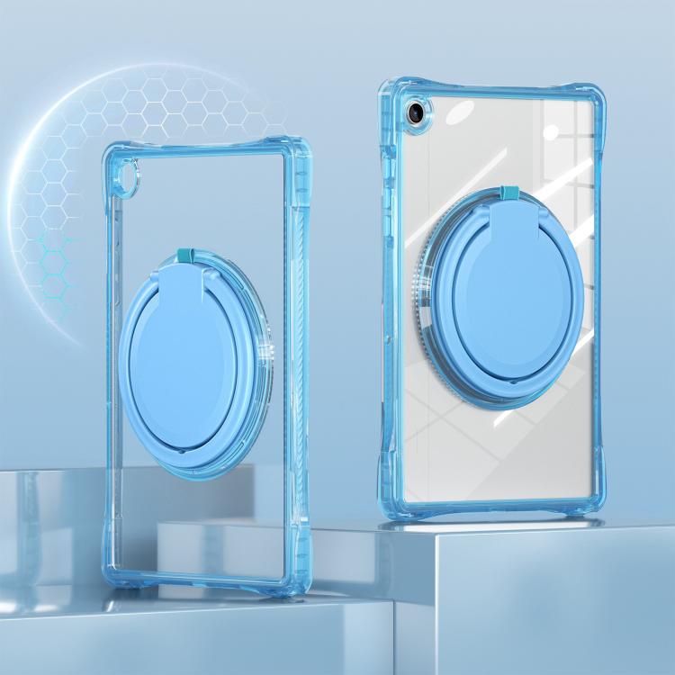 For Samsung Galaxy Tab A9+ Rotation Ring Handle TPU Hybrid Clear PC Tablet Case