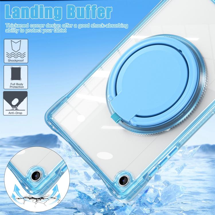 For Samsung Galaxy Tab A9+ Rotation Ring Handle TPU Hybrid Clear PC Tablet Case