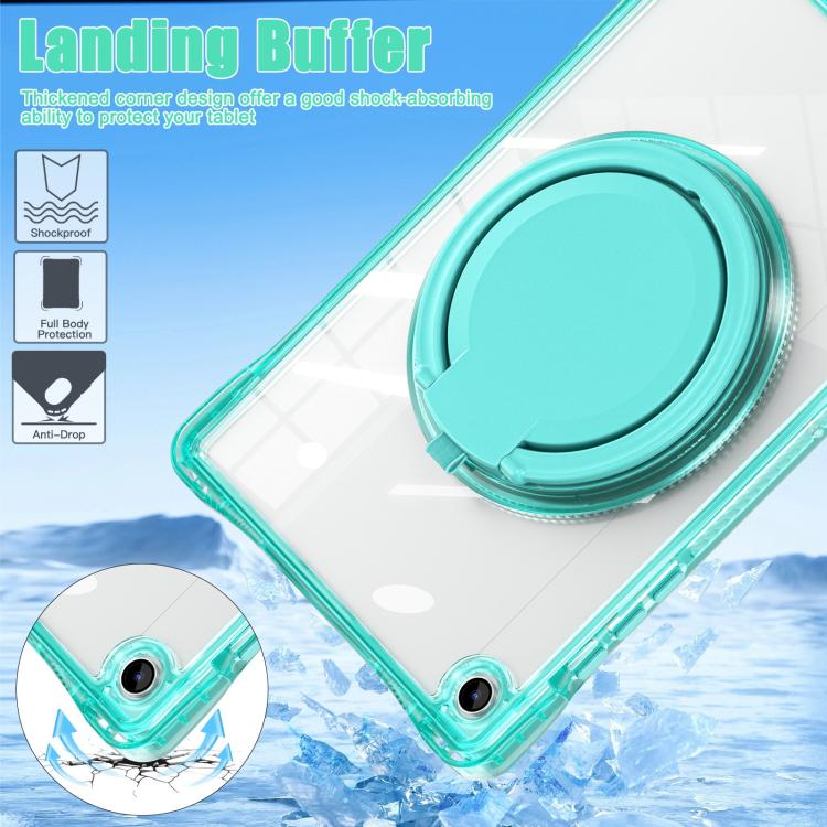 For Samsung Galaxy Tab A9+ Rotation Ring Handle TPU Hybrid Clear PC Tablet Case