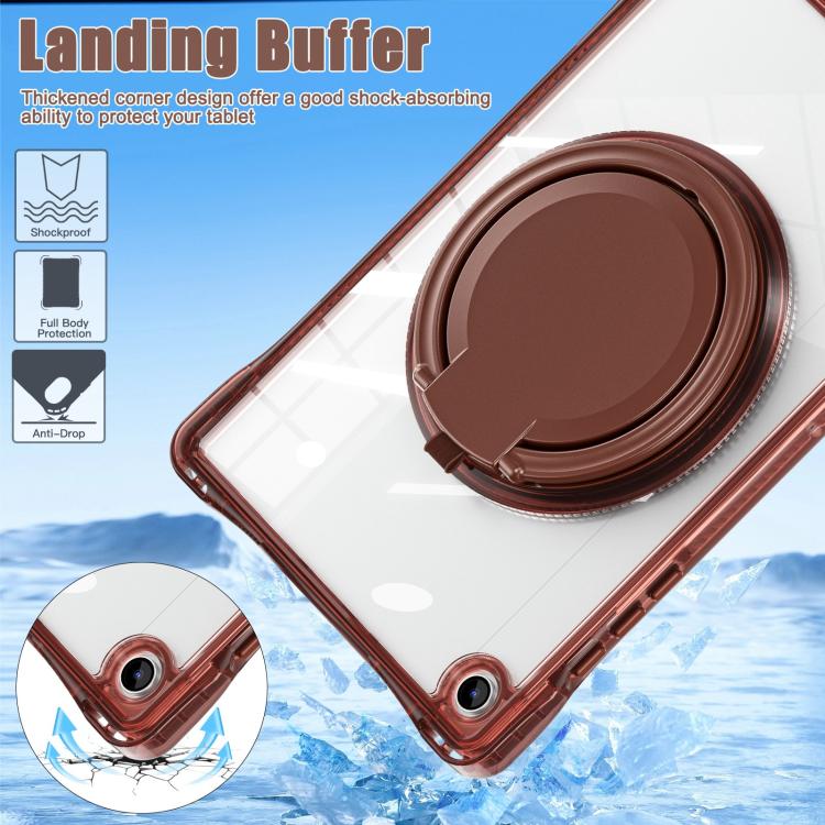 For Samsung Galaxy Tab A9+ Rotation Ring Handle TPU Hybrid Clear PC Tablet Case